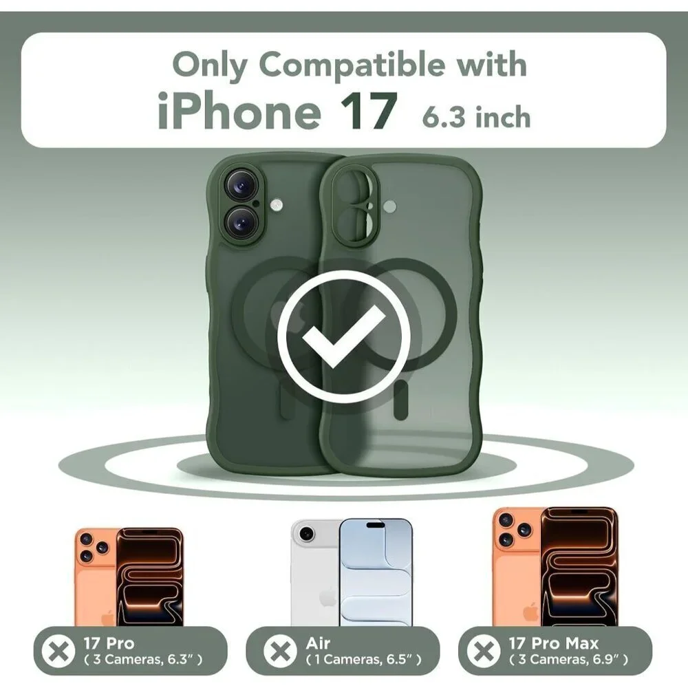 Women Deep Green Iphone 17 Pro Max Case Full Camera Protection Mag Safe